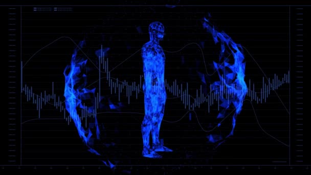 Human Body Futuristic Medical Scan Infographics Animated Data Diagnostic Computer — Vídeo de Stock