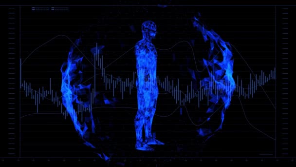 Человеческого Тела Футуристическое Медицинское Сканирование Инфографикой Анимированных Данных Диагностическая Компьютерная — стоковое видео