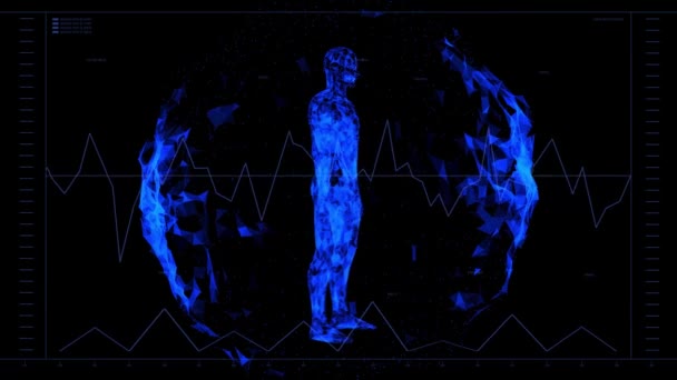 Human Body Futuristic Medical Scan Infographics Animated Data Diagnostic Computer — Video