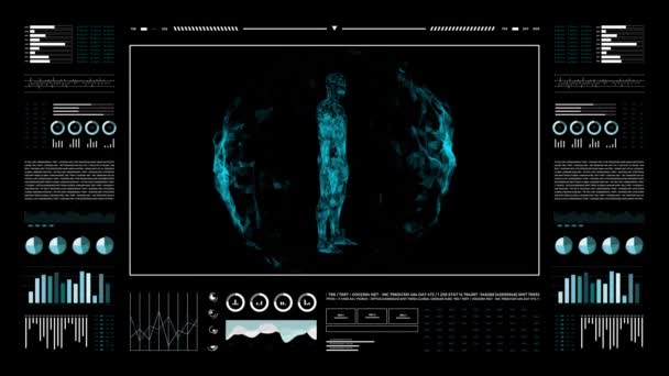 Human Body Futuristic Medical Scan Infographics Animated Data Diagnostic Computer — Stockvideo