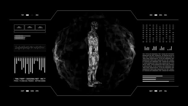 Human Body Futuristic Medical Scan Infographics Animated Data Diagnostic Computer — Stock Video