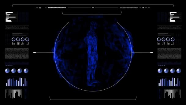 Human Body Futuristic Medical Scan Infographics Animated Data Diagnostic Computer — Vídeos de Stock