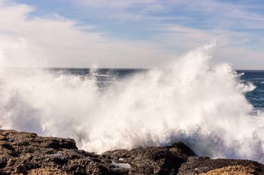Dalgalar sahile çarpıyor.