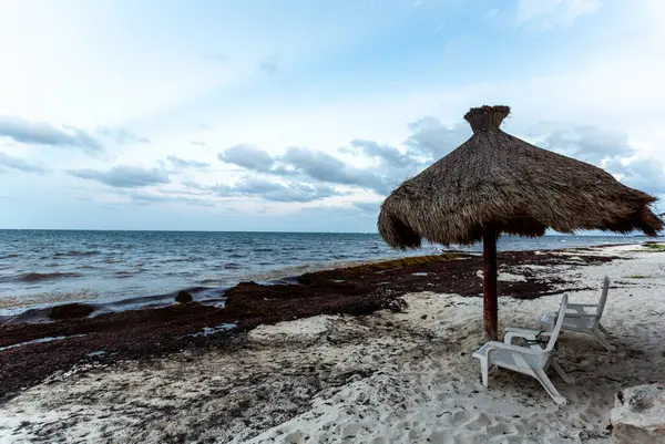 Welcome Beach Sea Blue Sky Puerto Moreles — Fotografia de Stock