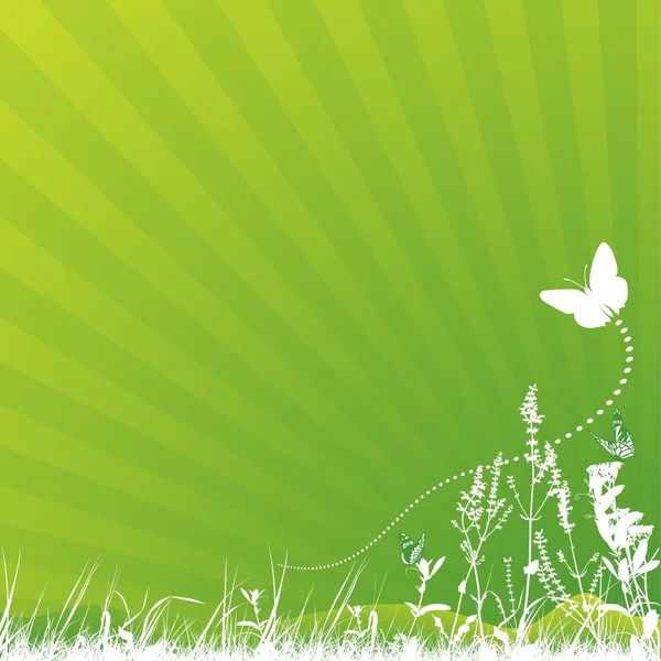 Papillon et prairie — Image vectorielle