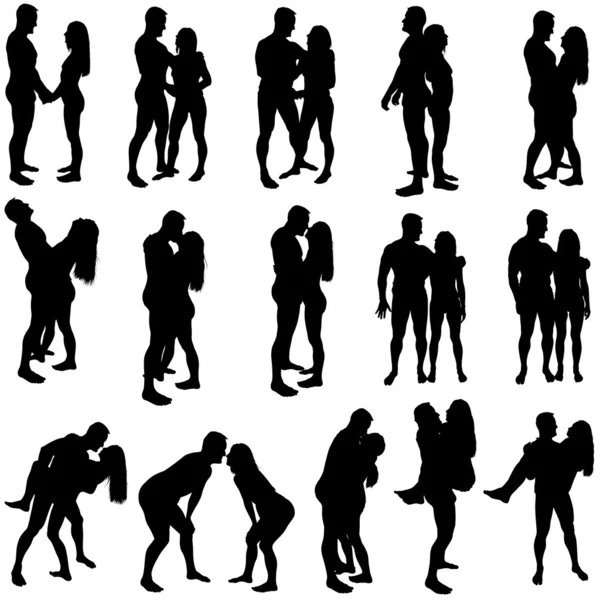 Lovers Silhouettes — Stock Vector