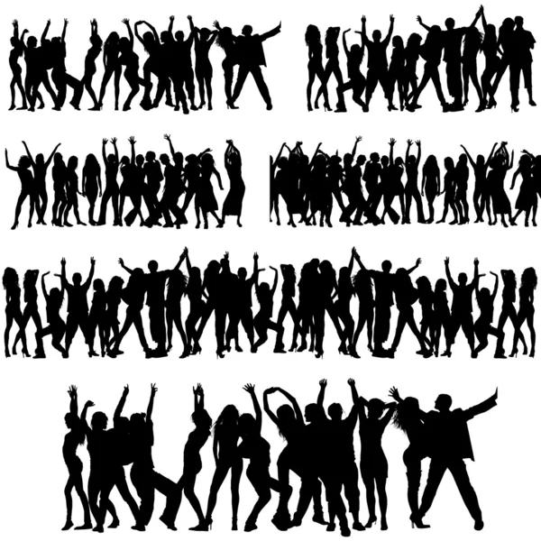 Crowd Silhouettes — Stock Vector