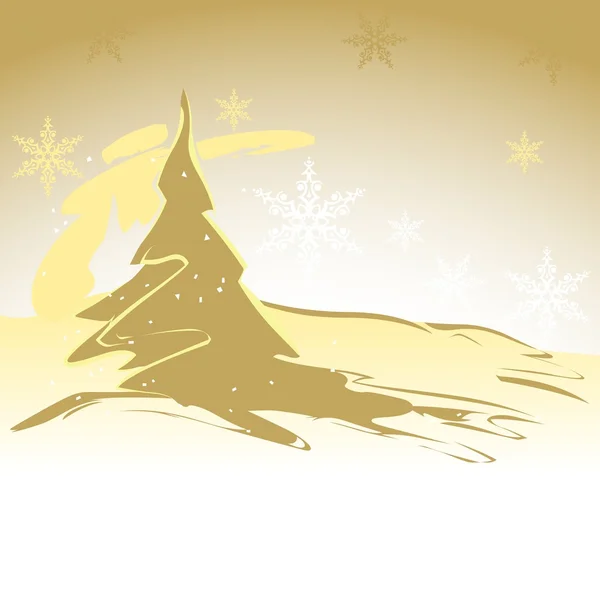 Gouden kerstboom — Stockvector