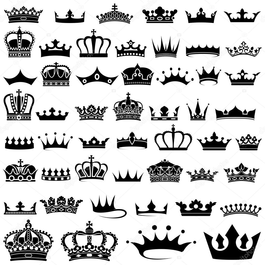 Crown design Set - 50 illustrations, Vector