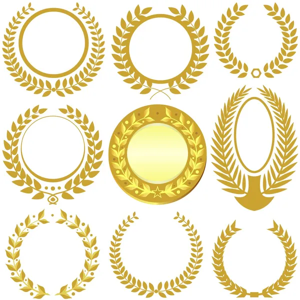 Corona de laurel conjunto — Vector de stock