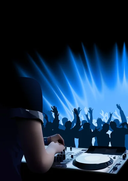 DJ dans partij achtergrond — Stockvector