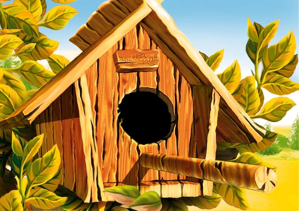 Trä fågel hus — Stockfoto