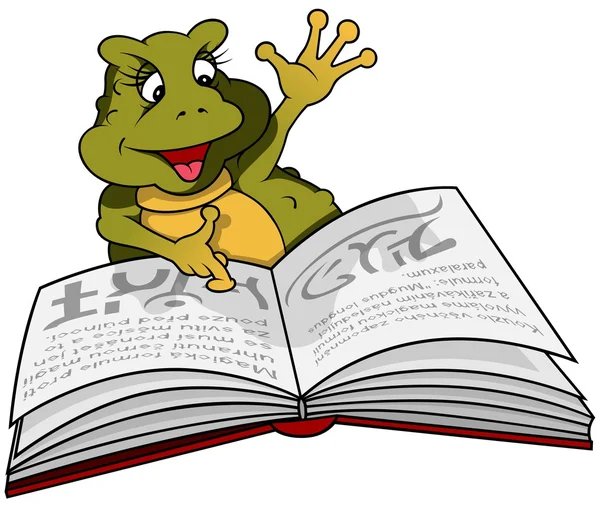 개구리와 책 — 스톡 벡터