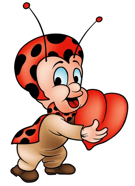 Coccinella e cuore — Vettoriale Stock