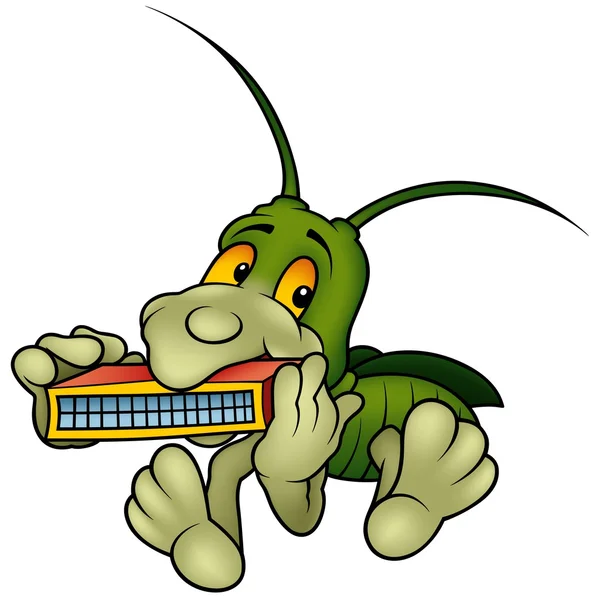 Grasshopper y Harmonica — Archivo Imágenes Vectoriales