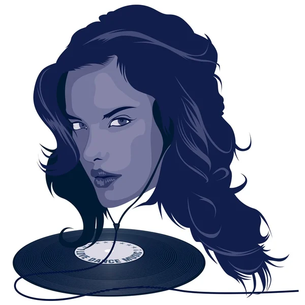 Chica Dj — Vector de stock