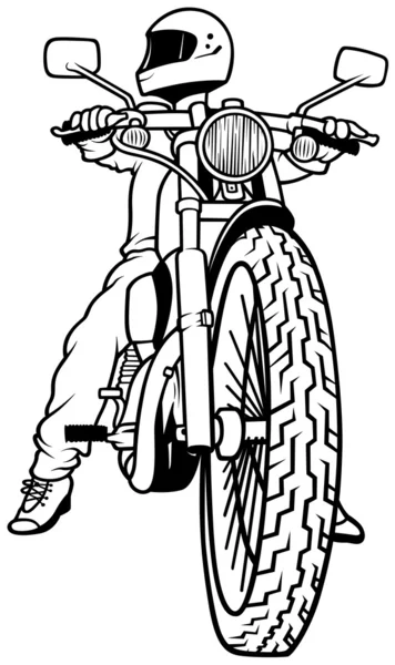 Motocicleta y conductor — Vector de stock