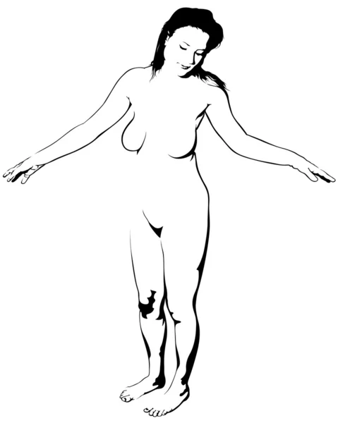 Sketsa gadis telanjang - Stok Vektor