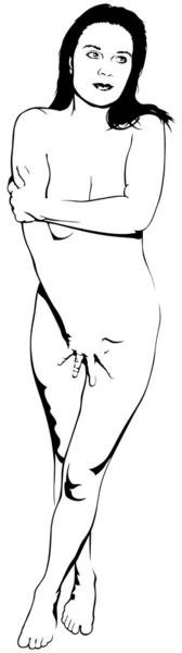 Sketsa gadis telanjang - Stok Vektor