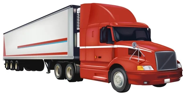 红色拖车的卡车 — 图库矢量图片