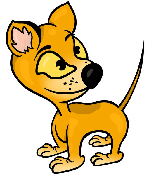 Divertido Perrito Naranja Con Cabeza Vuelta Hacia Atrás Ilustración Dibujos — Vector de stock