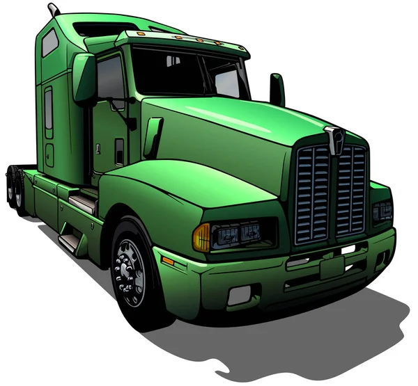 American Truck Front View Colored Illustration Isolated White Background Vector — 스톡 벡터