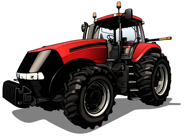 Trator Agrícola Vista Frontal Ilustração Colorida Isolado Fundo Branco Vector — Vetor de Stock