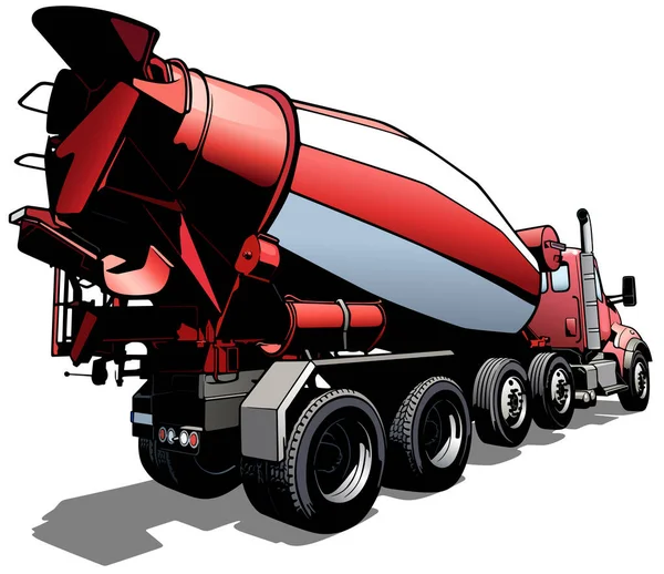 Concrete Mixer Truck Rear View Colored Illustration Isolated White Background — 스톡 벡터