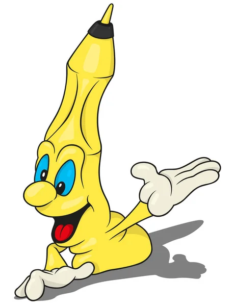 Yellow Felt Tip Pen Big Smile Hands Colored Cartoon Illustration — Stock Vector