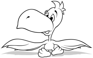 Drawing of a Sitting Parrot - Cartoon Illustration Isolated on White Background, Vector