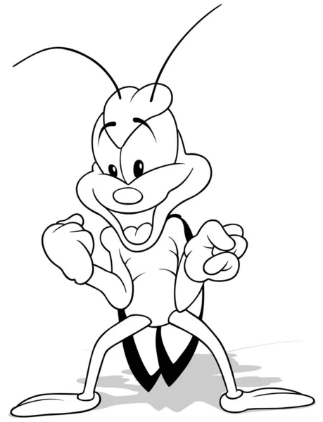 Drawing Laughing Long Legged Beetle Cartoon Illustration Isolated White Background — Stockvektor