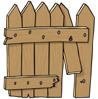 Wood Fence - Renkli Resimler Beyaz Arkaplanda İzole Edildi, Vektör
