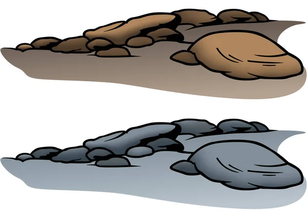 Skupina Kamenů Dvou Barevných Variantách Barevné Kreslené Ilustrace Izolované Bílém — Stockový vektor