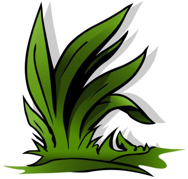 Uzun Yapraklı Yeşil Çimen - Beyaz Arkaplanda İzole Edilmiş Renkli Çizgi Filmler, Vektör