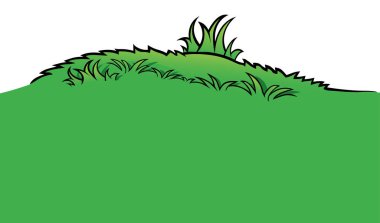 Green Grassland - Renkli Çizgi Film Resimleri Beyaz Arkaplanda İzole Edildi, Vektör
