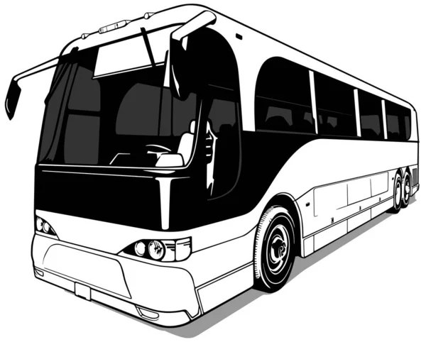 Drawing American Bus Front View Black Illustration Isolated White Background — Stock Vector