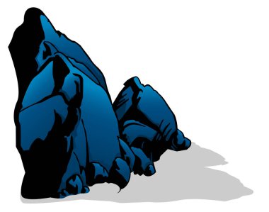 Blue Rocks and Stones as Design Element for Your Composition - Colored Cartoon Illustration Isolated on White Background, Vector