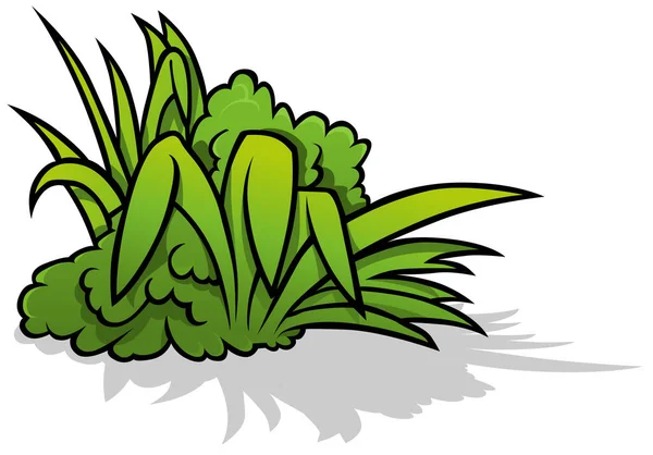 Grupa Zielonych Traw Kolorowe Ilustracja Kreskówki Izolowane Białym Tle Wektor — Wektor stockowy
