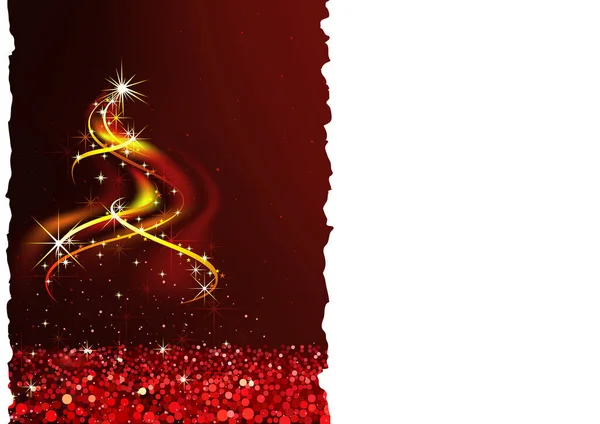 Red Christmas Background Abstract Christmas Tree Made Falling Stars Curved — стоковий вектор