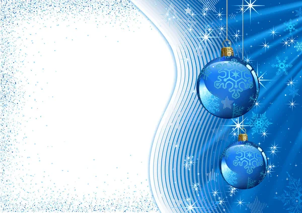 Fundo Natal Abstrato Azul Com Raios Luz Ornamentos Natal Pendurados — Vetor de Stock