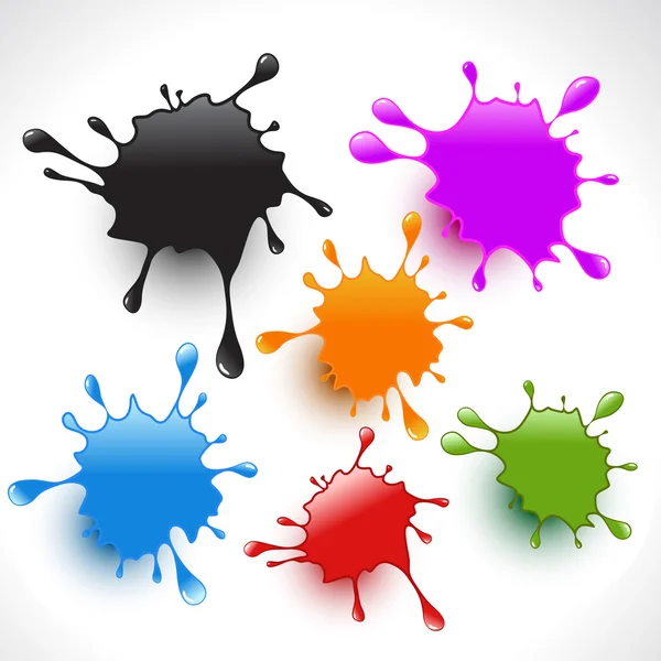 Colorido juego de salpicaduras de pintura 3 — Vector de stock