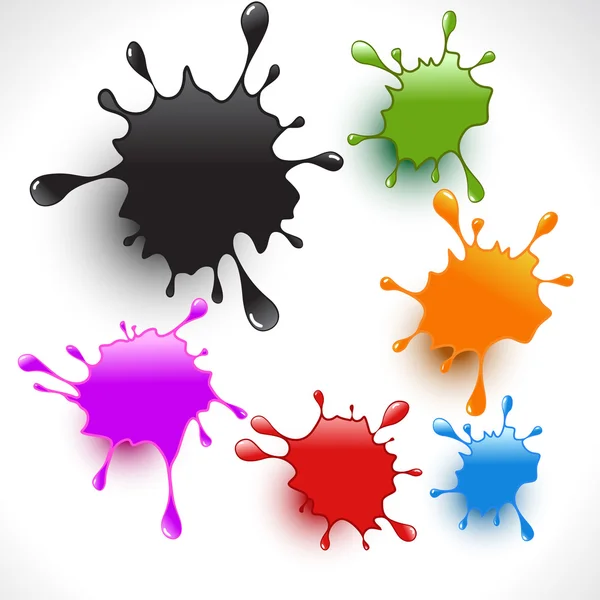 Pintar colorido splashes set 4 — Vetor de Stock