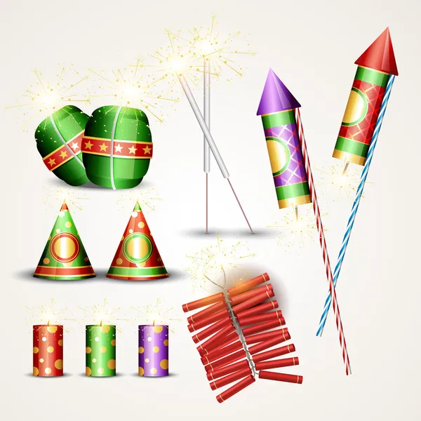 Diwali crackers set — Stockvector