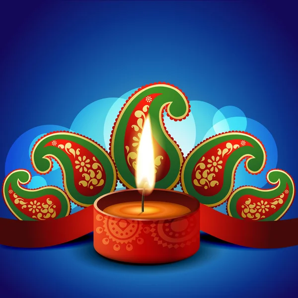 Vetor elegante diwali diya —  Vetores de Stock