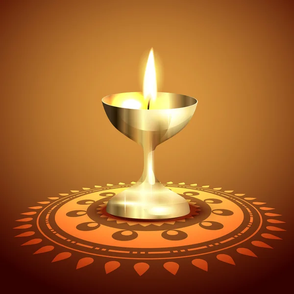 Diwali dourado diya — Vetor de Stock