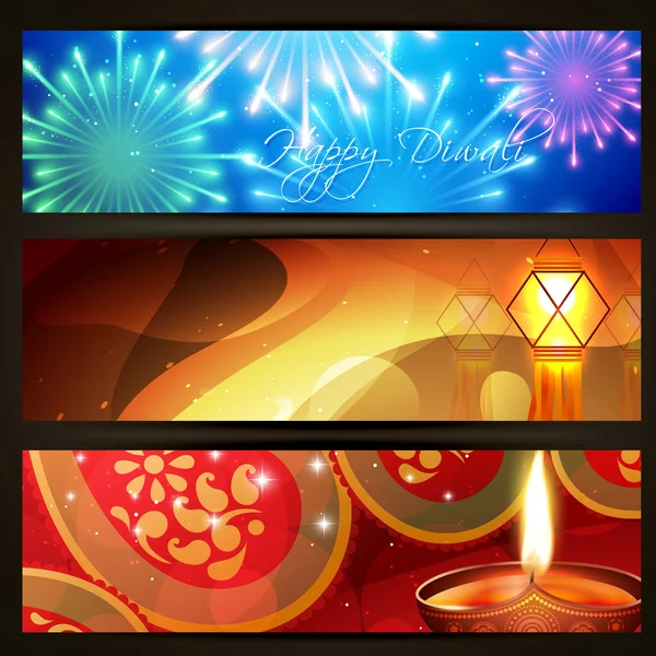 Gyönyörű diwali fejlécek — Stock Vector