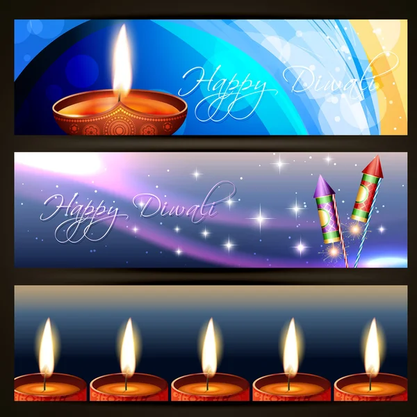 Diwali fesztivál fejlécek — Stock Vector