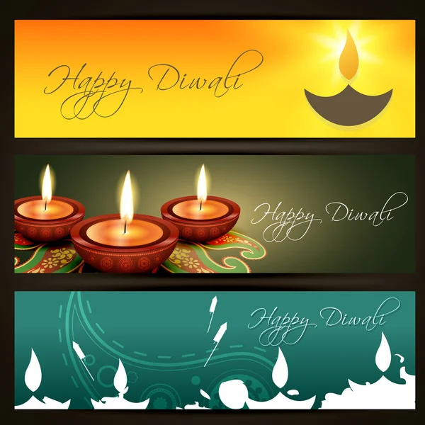 Set of vector diwali headers — Stock Vector