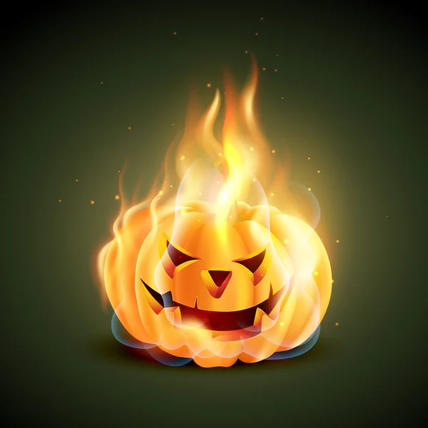 Burning halloween pumpkin — Stock Vector