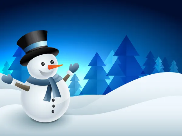 Snowman fond d'hiver — Image vectorielle